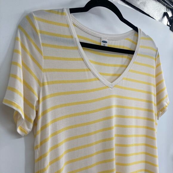 Old Navy Luxe V Neck Jersey Stretch Tee Striped Yellow White Small - Picture 9 of 9
